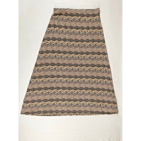 J. Jill Jersey Maxi Pull On Skirt Women's Small Brown Geometric Boho Aztec Soft - Picture 1 of 14